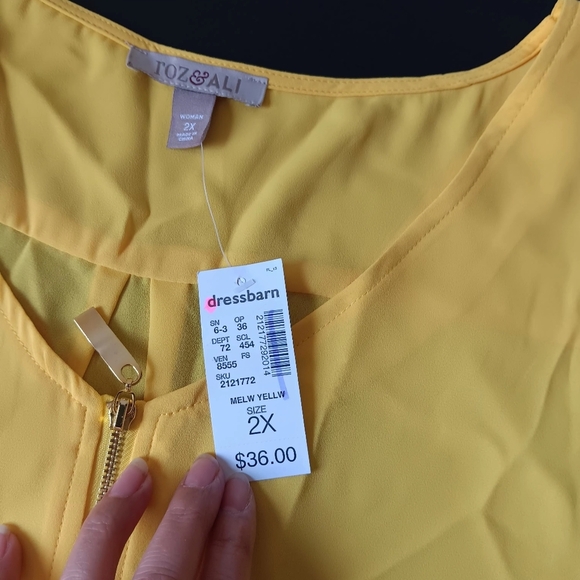 NWT Roz & Ali Women's Sleeveless Top Plus Size 1X, yellow color, never worn. - Picture 8 of 14